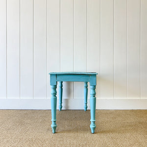 Antique English Country Pine Painted Blue Console Table c1890