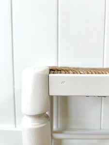 A Vintage English Wooden Stool with Rush Seat