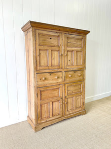 A Very Good Early 19th Century Irish Pine Linen Press Cupboard