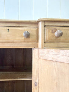 A Light Pine Antique English Sideboard c1890