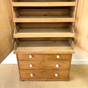 A 19th Century English Pine Linen Press Cupboard with Porcelain Knobs