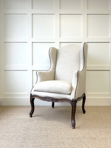 An Antique French Arm Chair with New Kravet Linen Upholstery