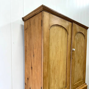 A 19th Century English Pine Linen Press Cupboard with Porcelain Knobs