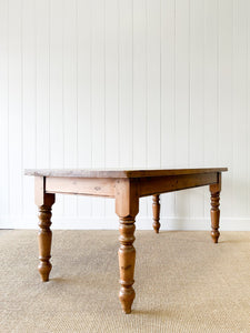 A Vintage  English Country Pine Over 6ft Dining Table