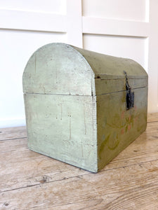 Antique Green Painted Pine Box c1890