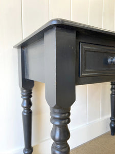 An Ebonized English Country Pine Console Table