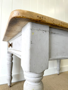 An Antique English Country Pine 4.5 ft Kitchen Dining Table c1890