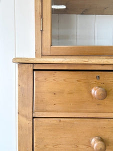 A 19th Century English Pine Bookcase Cabinet or Hutch