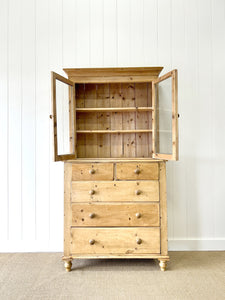 A 19th Century English Pine Bookcase Cabinet or Hutch