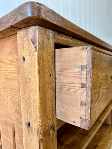 An English Country 2 Drawer Pine Buffet Sideboard c1860