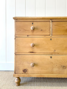 An Antique English Pine Chest of Drawers Dresser Tulip Feet c1890