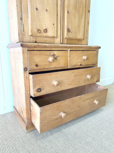 A 19th Century English Pine Linen Press Cupboard