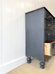 An Ebonized Antique English Pine Chest of Drawers or Dresser