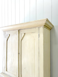 A Good Painted 19th Century English Pine Linen Press Housekeepers Cupboard