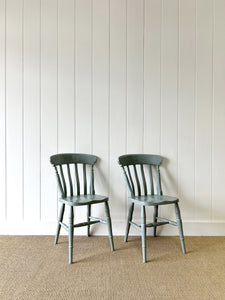 A Vintage Set of 4 Slat Back Chairs