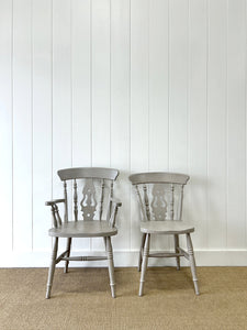 A Vintage Set of 5 Grey Fiddleback Chairs