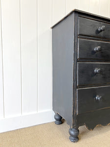 An Ebonized Antique English Pine Chest of Drawers or Dresser