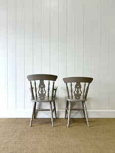 A Vintage Set of 5 Grey Fiddleback Chairs