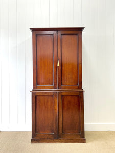 A Large 19th Century English Mahogany Linen Press Cupboard