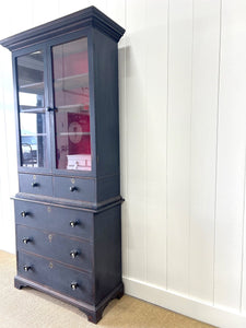 An Early 19th Century Tall but Narrow Ebonized English Bookcase