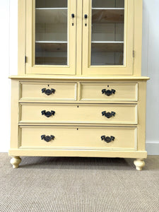 A 19th Century English Painted Pine Bookcase Cabinet or Hutch