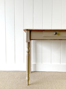 An Antique Painted Console Table with Scrubbed Pine Top