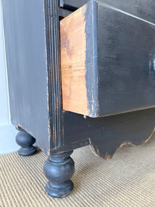 An Ebonized Antique English Pine Chest of Drawers or Dresser