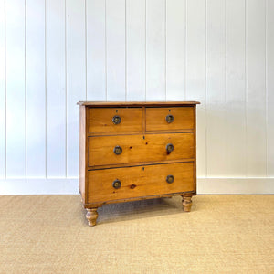 An Antique Rustic English Pine Chest of Drawers Dresser Tulip Feet c1890