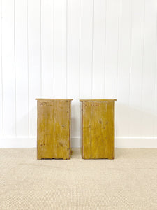 A Charming Pair of Antique English Pine Nightstands