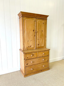 A 19th Century English Pine Linen Press Cupboard