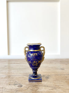 Royal Blue Floral Antique Vase in the style of Le Tallec Porcelain