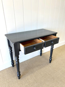 An Ebonized English Country Pine Console Table