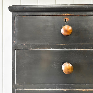 An Ebonized Antique English Chest of Drawers/Dresser