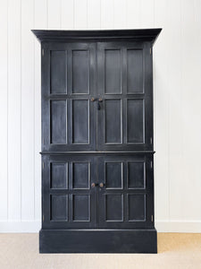 A Handsome English 19th Century Ebonized Pine Housekeeper's Cupboard