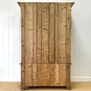 A Large French 19th Century Style Pine Bookcase with Glazed Doors