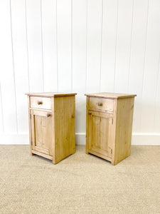 A Charming Pair of Antique English Pine Nightstands