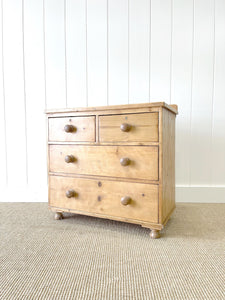 An Antique English Pine Chest of Drawers Dresser Tulip Feet c1890