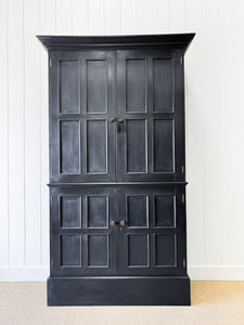 A Handsome English 19th Century Ebonized Pine Housekeeper's Cupboard