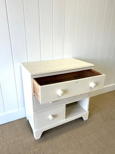 An Antique English Cream Painted Chest of Drawers Dresser c1890