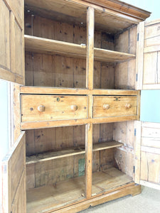 A Very Good Early 19th Century Irish Pine Linen Press Cupboard