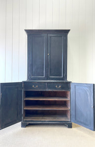 A Handsome English 19th Century Ebonized Pine Housekeeper's Cupboard