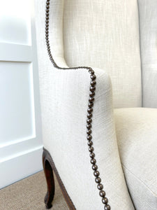 An Antique French Arm Chair with New Kravet Linen Upholstery