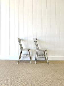 A Pair of 2 Vintage Slatback Chairs in French Grey