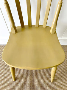 A Vintage Set of 4 Mustard Slat Back Chairs