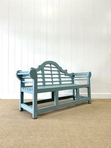 An Antique Robin's Egg Blue Painted Lutyens Garden Bench