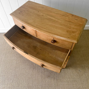 A Genuine Antique Cornish Bow Front Pine Chest of Drawers