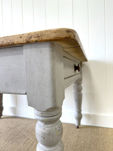 An Antique English Country Pine 4.5 ft Kitchen Dining Table c1890