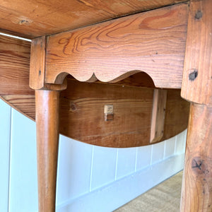 An Antique Irish Pine Oval Drop Leaf Kitchen Dining Table with Spoon Feet