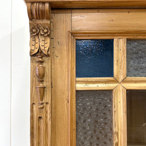 A Large French 19th Century Style Pine Bookcase with Glazed Doors