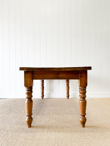 A Vintage  English Country Pine Over 6ft Dining Table